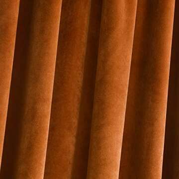 Roslynwood Home Velvet Orange Curtain 96 inch - Heavy Duty Curtains Energy Efficient Room Darkening Rod Pocket Drapes Window Covering Set for Home Theatre/Living Room, 52Wx96L Orange/2 Panels