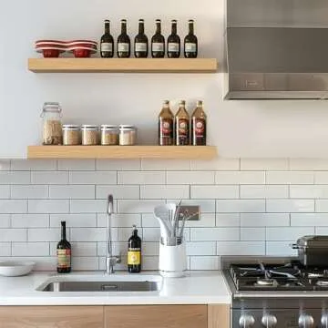 INHABIT UNION Oak Floating Shelves - 24in Wall Mounted Display Ledge for Home Decoration