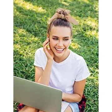 Silk Bunny Ear Hair Ties - Cute Satin Scrunchies with Bows for Girls and Women, Jaciya Hair Accessories Elastic Ropes Ponytail Holders