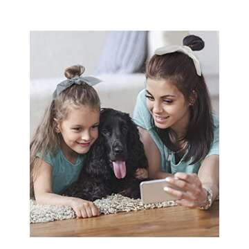 Silk Bunny Ear Hair Ties - Cute Satin Scrunchies with Bows for Girls and Women, Jaciya Hair Accessories Elastic Ropes Ponytail Holders