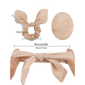 Silk Bunny Ear Hair Ties - Cute Satin Scrunchies with Bows for Girls and Women, Jaciya Hair Accessories Elastic Ropes Ponytail Holders