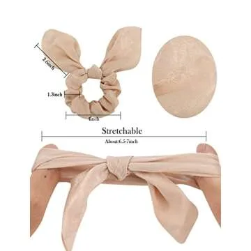 Silk Bunny Ear Hair Ties - Cute Satin Scrunchies with Bows for Girls and Women, Jaciya Hair Accessories Elastic Ropes Ponytail Holders