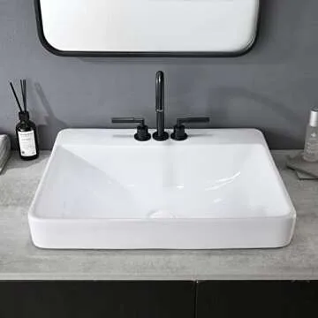 Large Rectangular Ceramic Drop-in Sink for Modern Bathrooms