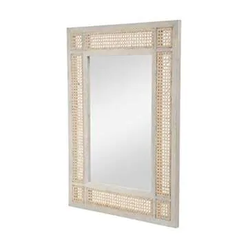 GDFStudio Boho Mirror - Elegant Wicker Caning Design