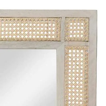 GDFStudio Boho Mirror - Elegant Wicker Caning Design
