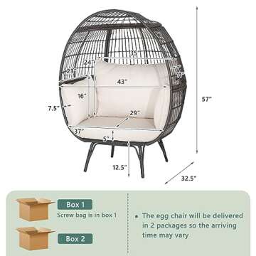 Stylish Tangkula Wicker Egg Chair with Plush Cushions