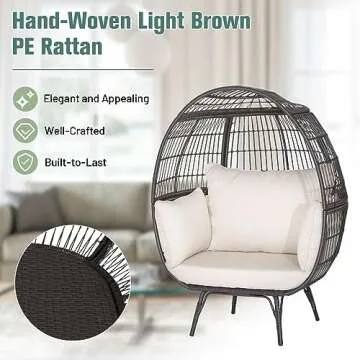 Stylish Tangkula Wicker Egg Chair with Plush Cushions