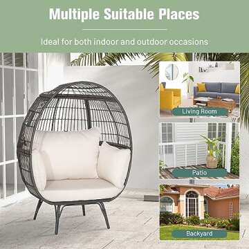 Stylish Tangkula Wicker Egg Chair with Plush Cushions