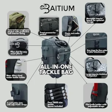 Baitium 40L Fishing Backpack Rod Holders Cooler Durable