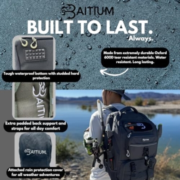 Baitium 40L Fishing Backpack Rod Holders Cooler Durable