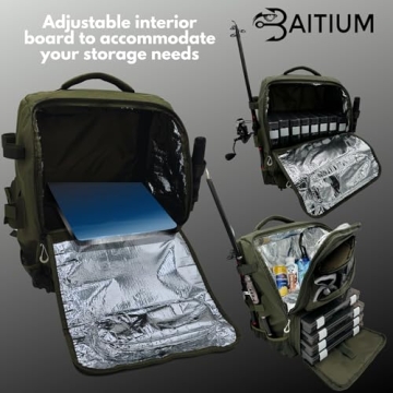 Baitium 40L Fishing Backpack Rod Holders Cooler Durable