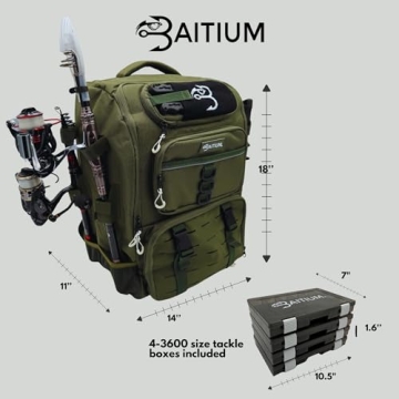 Baitium 40L Fishing Backpack Rod Holders Cooler Durable