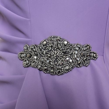 Alex Evenings Women's Slimming Long Length ¾ Sleeve Mother of The Bride Dress with Cascade Skirt and Side Ruching, ICY Orchid Ruffle