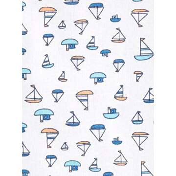 Simple Joys by Carter's Baby Boys' 6-Pack Short-Sleeve Bodysuit, Multicolor/Sailboats/Stripe, Newborn