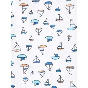 Simple Joys by Carter's Baby Boys' 6-Pack Short-Sleeve Bodysuit, Multicolor/Sailboats/Stripe, Newborn
