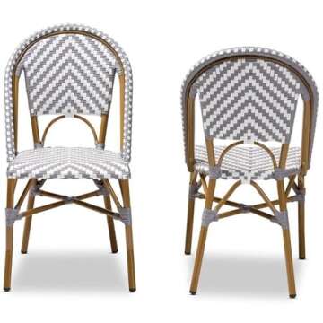 Baxton Studio Celie Bistro Chair Set 2 - Stylish & Stackable