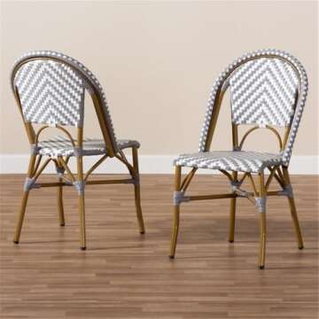 Baxton Studio Celie Bistro Chair Set 2 - Stylish & Stackable