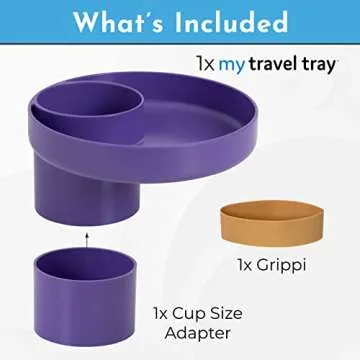 My Travel Tray Round, USA Made. Easily Convert Your existing Cup Holder to a Tray and Cup Holder for use in a Car Seat, Booster, Stroller, Golf Cart and Anywhere You Have a Cup Holder! Purple