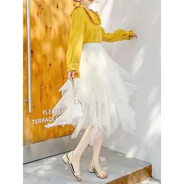 Reaowazo Women's Tulle Midi Skirt - Versatile & Stylish