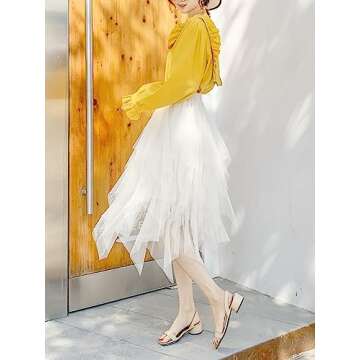 Reaowazo Women's Tulle Midi Skirt - Versatile & Stylish