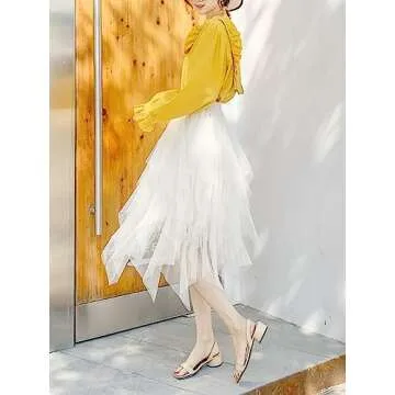 Reaowazo Women's Tulle Midi Skirt - Versatile & Stylish