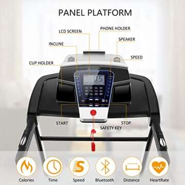 Treadmill 300 lb Capacity, ANCHEER 3.25HP 18 INCH Wide Foldable Treadmill with Incline, Walking Running Machine for Home Office Gym with 36 Preset Programs, LCD Display, App Control