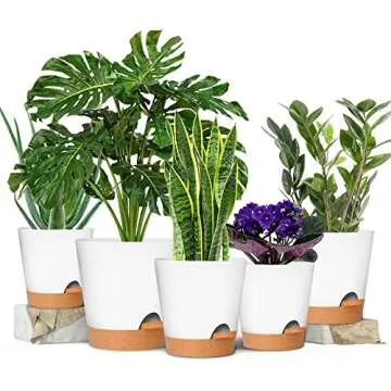 GARDIFE Plant Pots 7/6.5/6/5.5/5 Inch Self Watering Planters with Drainage Hole, Plastic Flower Pots...