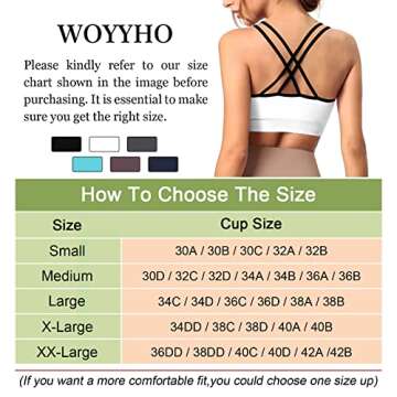 WOYYHO Sports Bra for Women,Strappy Sports Bras Padded Criss Cross Back Medium Support Yoga Bra with Removable Cups 3 Pack