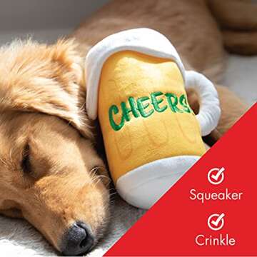 Huxley & Kent for Dogs | Cheers (Small) | St. Patrick's Day Power Plush Dog Toy with Squeaker | Funny Dog Toy | Cute Dog Toy | H&K Squeaky Dog Toy