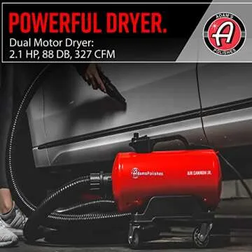 Adam's Polishes Air Cannon Jr. - High Powered Filtered Car Wash Blower | Dry Before Car Cleaning, Car Detailing, Car Wax, or Ceramic Coating | Auto Tool Kit Gift Boat RV Motorcycle