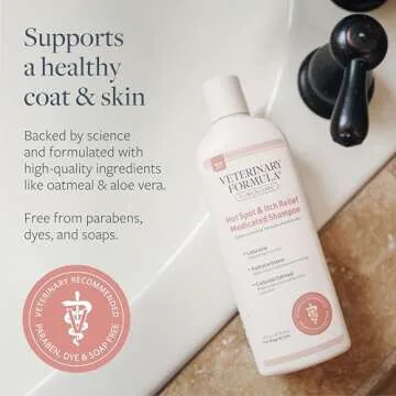 Veterinary Formula Clinical Care Hot Spot & Itch Relief Medicated Shampoo for Dogs and Cats 16oz – Helps Alleviate Sensitive Skin, Scratching, and Licking of Coat