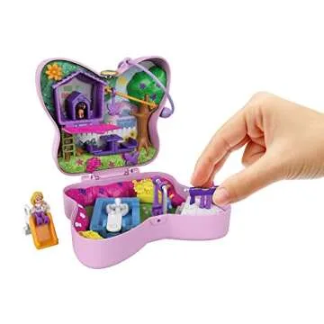 Polly Pocket Compact Playset, Backyard Butterfly with 2 Micro Dolls & Accessories, Travel Toys with Surprise Reveals