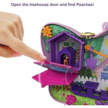 Polly Pocket Compact Playset, Backyard Butterfly with 2 Micro Dolls & Accessories, Travel Toys with Surprise Reveals