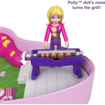 Polly Pocket Compact Playset, Backyard Butterfly with 2 Micro Dolls & Accessories, Travel Toys with Surprise Reveals