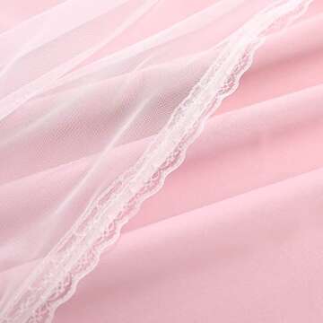 SOFJAGETQ Double Layered Blackout Pink Curtains - Princess Girls Curtains & Draperies Panels for Kids Bedroom Living Room Nursery Pink Lace Hem Room Darkening Curtains, 52x84 inches, 2 PCs