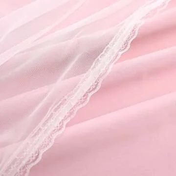 SOFJAGETQ Double Layered Blackout Pink Curtains - Princess Girls Curtains & Draperies Panels for Kids Bedroom Living Room Nursery Pink Lace Hem Room Darkening Curtains, 52x84 inches, 2 PCs