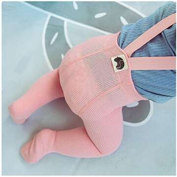 Beide Baby Girls High Waist Tights Overall to Protect Belly Button Cotton Solid Leggings(cafe,12-24m)