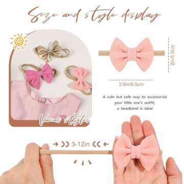 Subesty Baby Girls Nylon Elastic Headband Soft Flower Hair Band For Toddler Infant Newborn Set Of 10