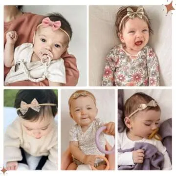 Subesty Baby Girls Nylon Elastic Headband Soft Flower Hair Band For Toddler Infant Newborn Set Of 10