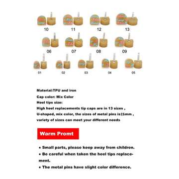 Medigy 13 Pairs Heel Tips Taps Kit High Heel Shoes Repair Caps Shoes Replacement Dowels, U-Shaped, Khaki