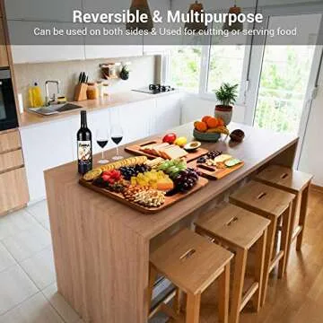 AIDEA Acacia Wood Cutting Board, Cutting Boards for Kitchen Chopping Board with Handle Set of 3 for Meat/Vegetables/Fruits