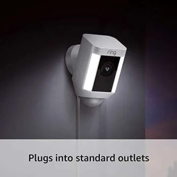 Ring Spotlight Cam Wired - Plugged-in HD security camera with built-in spotlights, two-way talk and a siren alarm, Works with Alexa - White