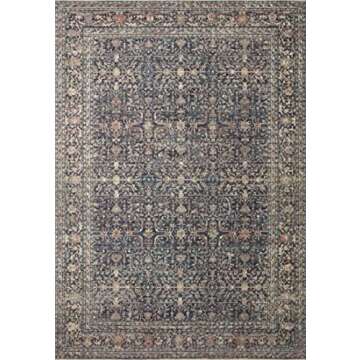 Loloi Jean Stoffer Bradbury Collection, Midnight & Multi, 5' x 7'-10" Area Rug – Modern & Traditional Area Rugs for Living Room Bedroom Entryway & Hallway No Shed High Traffic Area Decor Rug