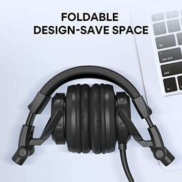 MAONO 50MM Drivers Over Ear Studio Headphones, AU-MH501 Stereo Monitor Closed Back Headphones, Lightweight Foldable Design for Smartphone, Computer, Podcast, Mixer, Music, DJ