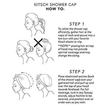 Kitsch Luxury Shower Cap for Women Waterproof - Reusable Shower Cap, Hair Cap for Shower, Waterproof Hair Shower Caps for Long Hair, Non-Slip Cute Shower Cap One Size, Chic Shower Bonnet - Floral Blue