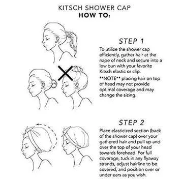 Kitsch Luxury Shower Cap for Women Waterproof - Reusable Shower Cap, Hair Cap for Shower, Waterproof Hair Shower Caps for Long Hair, Non-Slip Cute Shower Cap One Size, Chic Shower Bonnet - Floral Blue