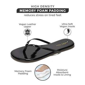 Project Cloud Flip Flops for Women - Memory Foam Flats Summer Sandals for Women 2025 - Vegan Leather...