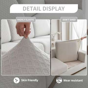 QIANMEW Sofa Covers Washable,Stretch Comfort Couch Cushion Covers L Shape Sectional Sofa Slipcovers Furniture Protectors Pet Friendly(3 Seaters Cushion,Light Gray)