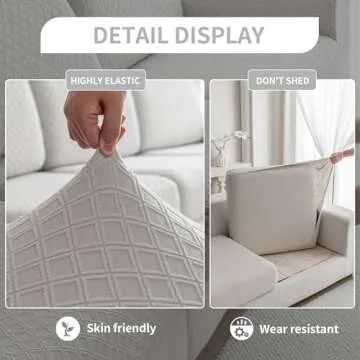 QIANMEW Sofa Covers Washable,Stretch Comfort Couch Cushion Covers L Shape Sectional Sofa Slipcovers Furniture Protectors Pet Friendly(3 Seaters Cushion,Light Gray)