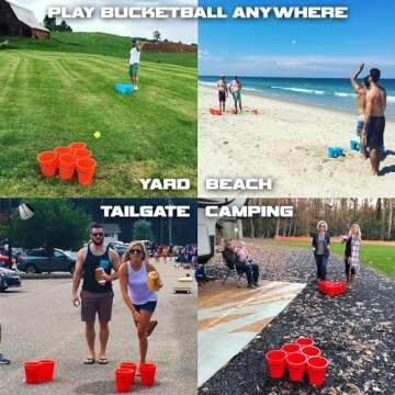 BucketBall | Original, Largest & Most Durable Brand | Supports USA Jobs | Ultimate Outdoor & Tailgate Game | Perfect for Beach, Pool, Lawn, Yard, Camping